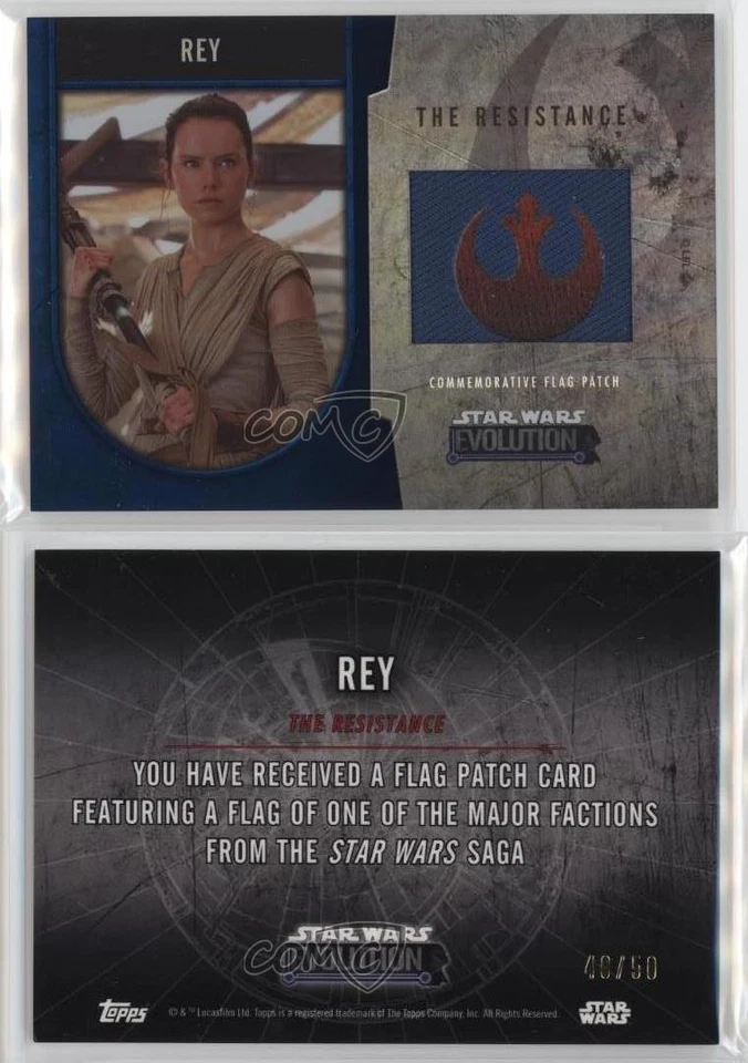 2016 Topps Star Wars Evolution Commemorative Flag Silver /50 Rey Patch 1j8 - Image 3 of 3