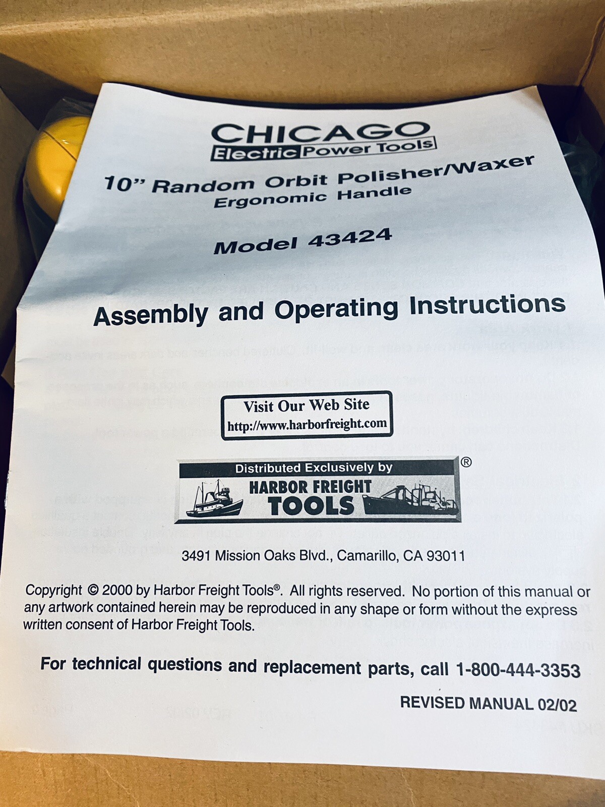 NEW Chicago Electric Power Tools 10" Random Orbital Polisher Waxer 120V 3000 OPM