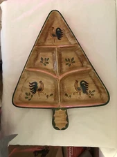 Vintage Pensburry Pottery Appetizer Platter Tree Shape
