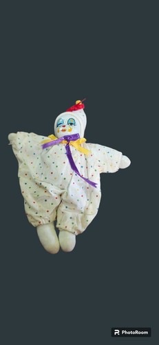VTG Polka Porcelain Face Dot Sleepy Hat Porcelain Clown NOT A TOY 9" - Picture 3 of 8