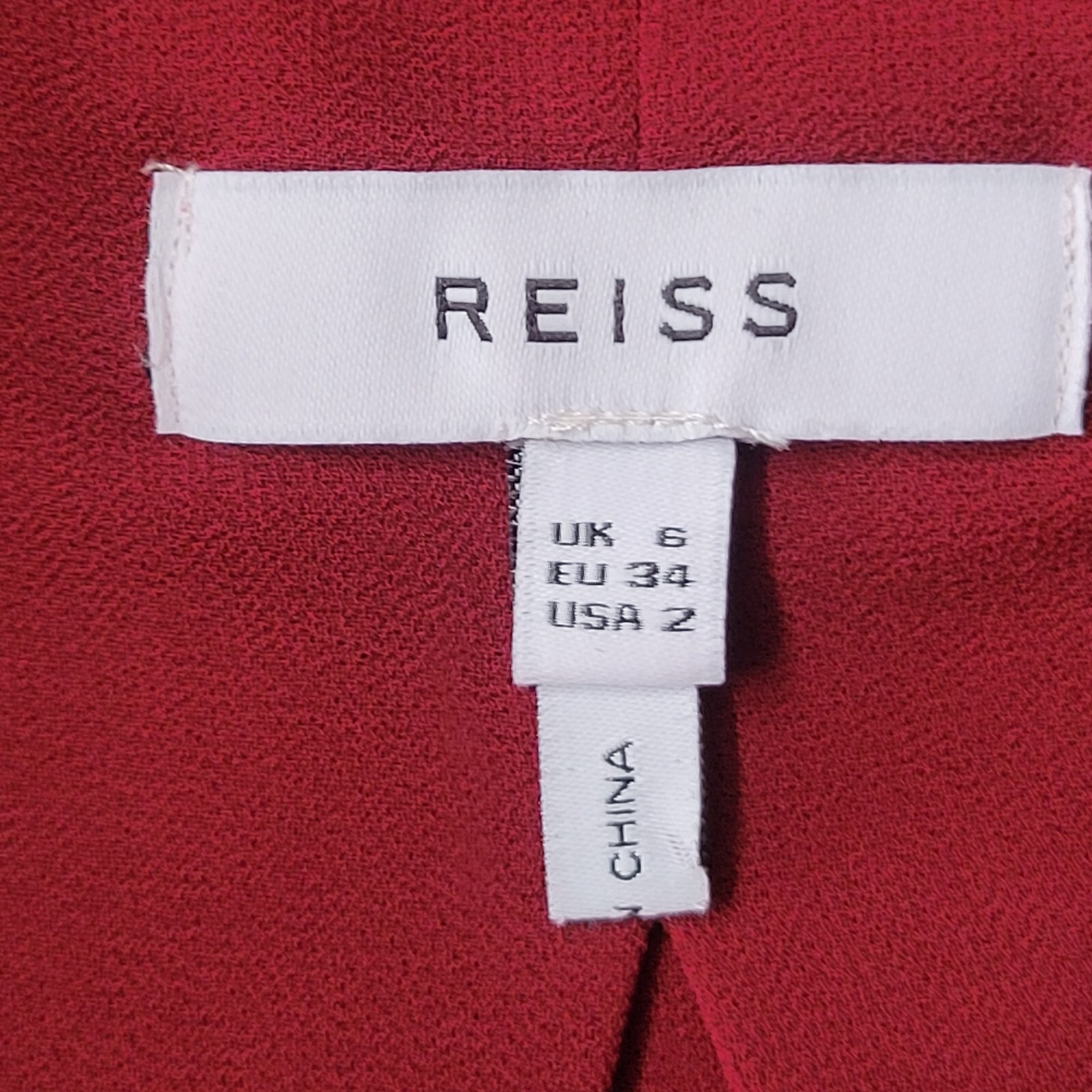 Reiss Size 2 Burgundy Ruffle Buttoned Blouse 690 eBay