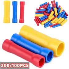 200/100PCS Wire Butt Connectors Vinyl Car Radio Terminals 22-16 16-14 12-10 Ga