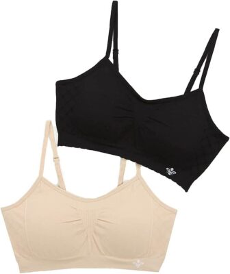 2 Pack Vanity Fair Beyond Comfort Seamless Padded Bralette Bra Black Beige NWT