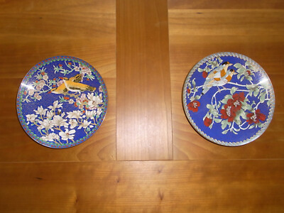 '' Cloisonne/Email 2 X Zierteller 1994 Jiang Xue-Bing Artist Workshop Chiang-t'ai