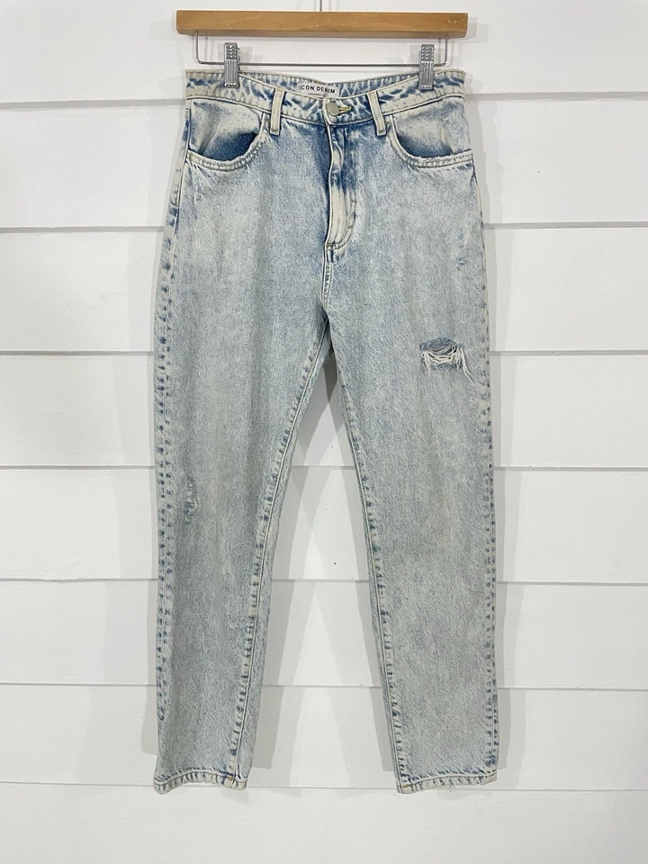 ICON DENIM NAOMI HIGH WAISTED JEANS WITH RIPS Women Light Blue size 28 - Image 2 of 4