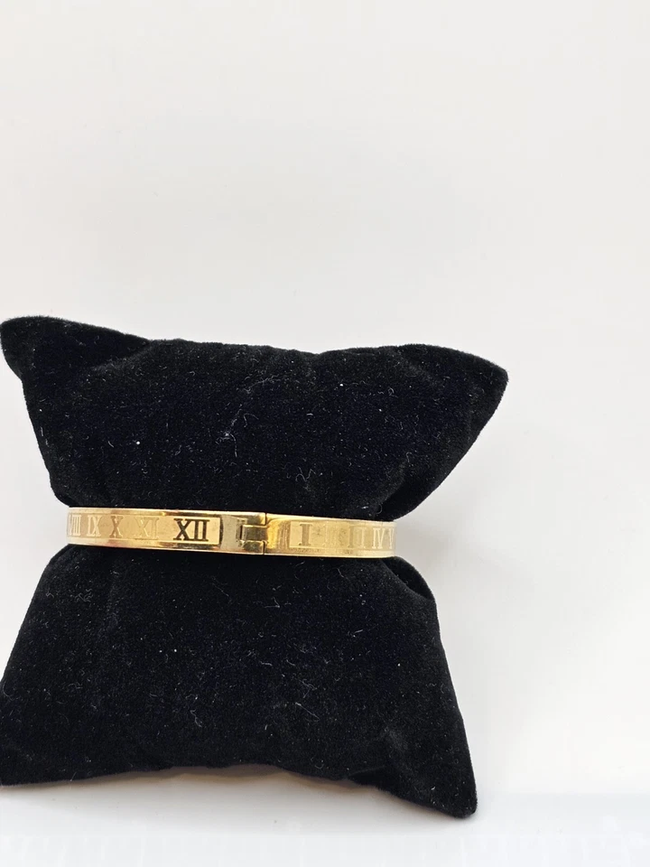 Pulsera de Acero Dorado Números Romanos Número Brazalete Unisex Talla 6.25" Foto 2 de 4