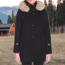 $595 Nwt Pendleton Coat Genuine Coyote Fur Trim Lambswool Blend 4 Small Gorgeous