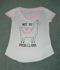 Wishful Park Llama "Not my Prob-LLama" V-neck Ringer T-shirt Women's Size M