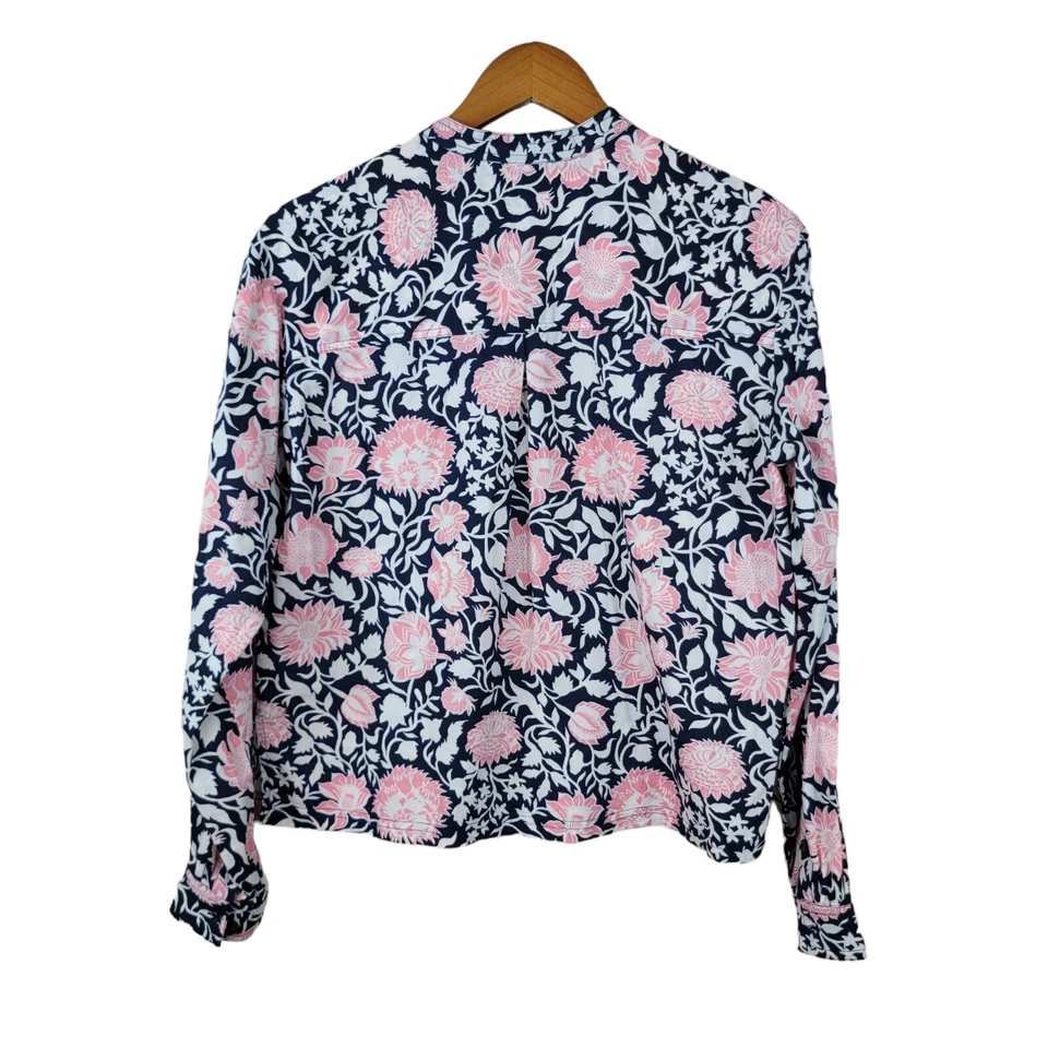 Camisa Blusa Ligera Pullover Floral Rosa Azul Marino Talla Pequeña Lucky Brand Foto 3 de 4