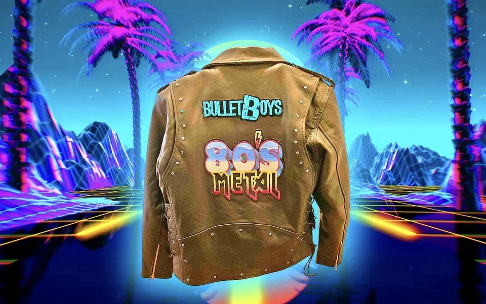 GENUINE LEATHER Vintage Men's Motorcycle Battle Jacket 80’s Metal Hair Bands - Image 3 of 4