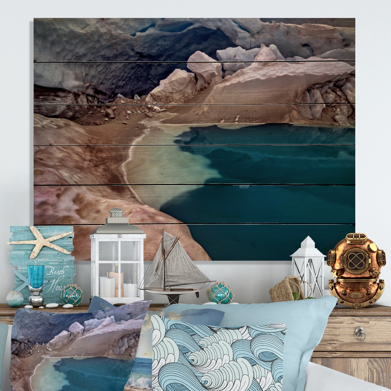 Designart 'Ice Glacier In Antarctica' Nautical & Coastal Wood Wall Art -
