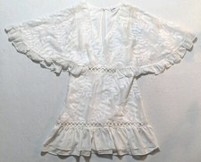 SELFIE LESLIE Women's M Dress Mini CASPAR LEAFY EMBROIDERED White Barbiecore