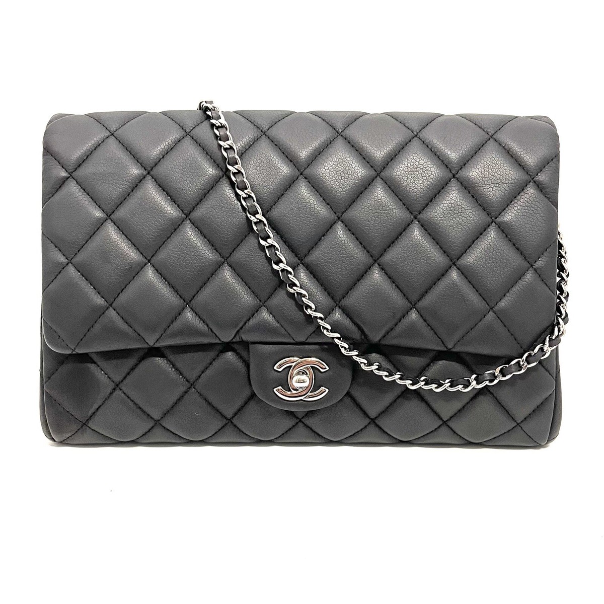 CHANEL Classic Single Flap Chain Clutch Shoulder Bag Black