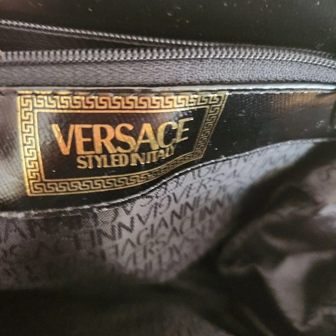 Borsa a mano Gianni Versace in pelle nera oro dal GIAPPONE USATA originale