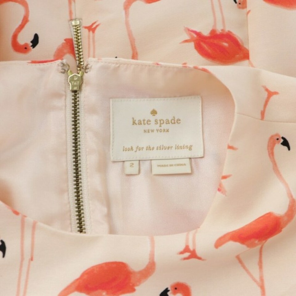 KATE SPADE FLAMINGO SHEATH DRESS KNEE LENGTH PATTERN TOTAL SHORT SLEEVE
