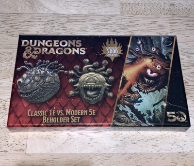 Dungeons And Dragons Classic 1E Vs Modern 5E Beholder Medallion Set Fanattik D&D