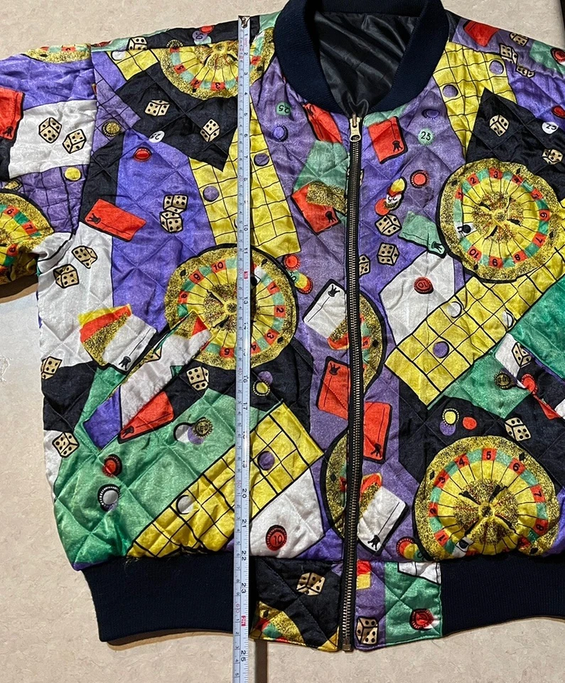 Abrigo De Colección Mulberry Street Reversible Estampado Casino Cremallera Completa Bloque de Color Mujer L/XL Foto 4 de 4