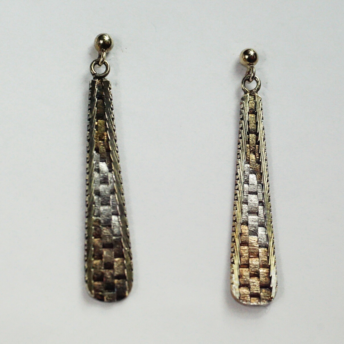 Tricolor Sterling Silver Woven Triangular Drop Da… - image 3
