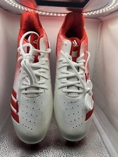 ADIDAS MEN'S ICON 4 SPLASH MD BASEBALL CLEATS,WHITE/RED,US SIZE 11.5 M