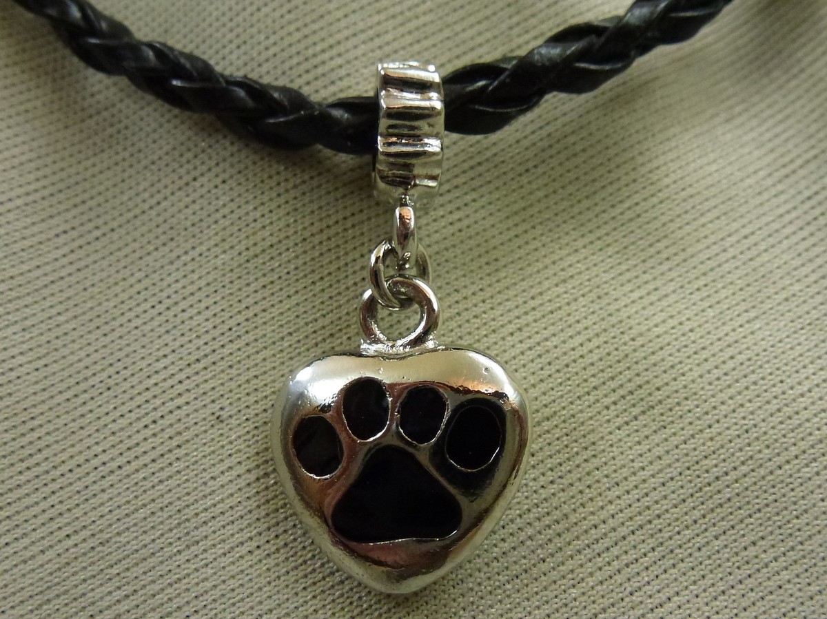 Damen Herren Anhänger Hund Hunde Pfote Pfoten Tatze Herz Kette