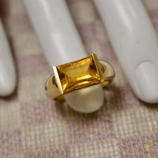 NEW 18K YELLOW GOLD FACETED CITRINE GEMSTONE HALLMARKED RING size 6.75 