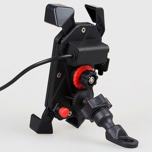 1pc Motorcycle Mobile phone Handlebar Mirror Mount Holder With USB Charger - Zdjęcie 6 z 11