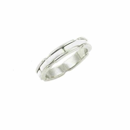 Chanel Ultra White Ceramic 18k White Gold Band Ring - Size 7.5 - Picture 2 of 6