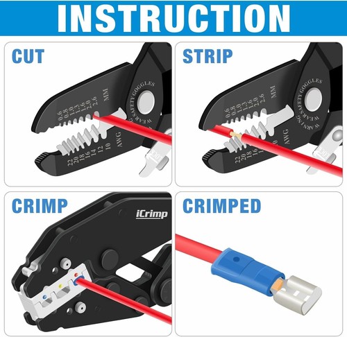 iCrimp Quick Change Ratcheting Wire Crimper Tool Set for Insulated, Heat Shri... - Picture 7 of 10