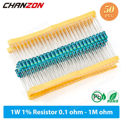 1/4W 1/2W 1W 2W Watt 1% Metal Film Resistor Assortment Kit Set 1 Ohm   4.7M Ohm