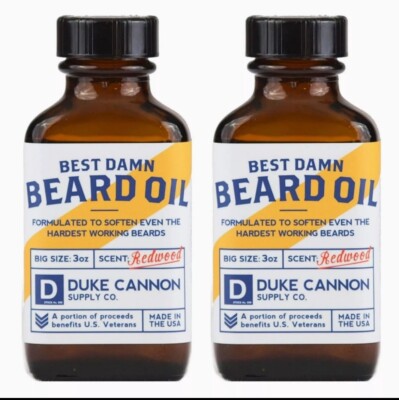 2 Pack - Duke Cannon Best Damn Beard Oil Redwood 3 oz - New Sealed