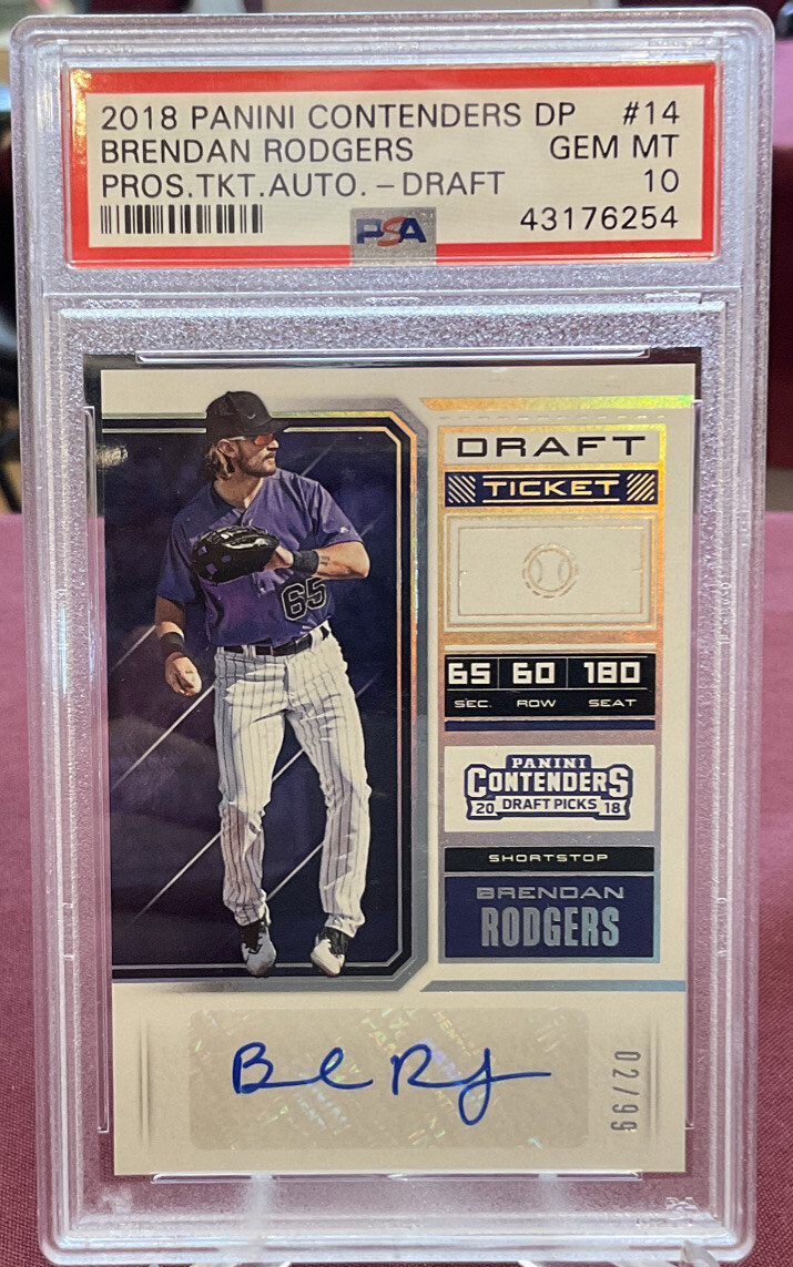 2018 Contenders Draft Picks #14 Brendan Rodgers Auto #’d /99 PSA 10