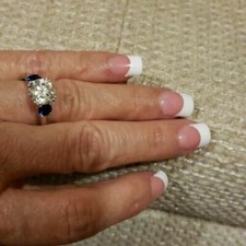 1.90CT Round Cut White  Blue CZ Engagement Ring Solid 925 Sterling Silver