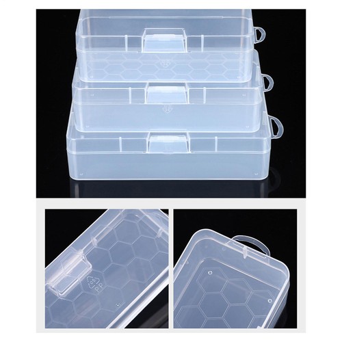 Mini Storage Container Clear Rectangular Organizer Box With Flap Lid Storage Box - Picture 8 of 14