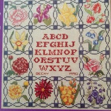 Flowers of the Month counted cross stitch magazine pattern, Aida & floss lot