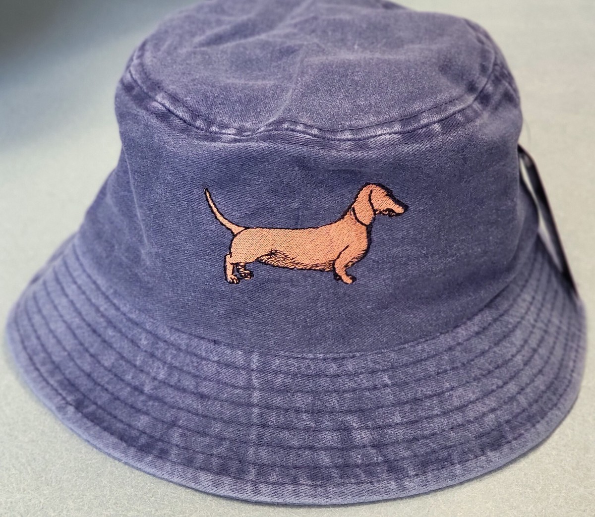 Dachshund wiener dog embroidered bucket hat, pigment dyed  display picture 2