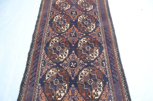 3x5 ft Afghan Vintage Dark Blue Ersari Area Rug- Turkmen Handmade Bedroom Rug - Picture 3 of 15