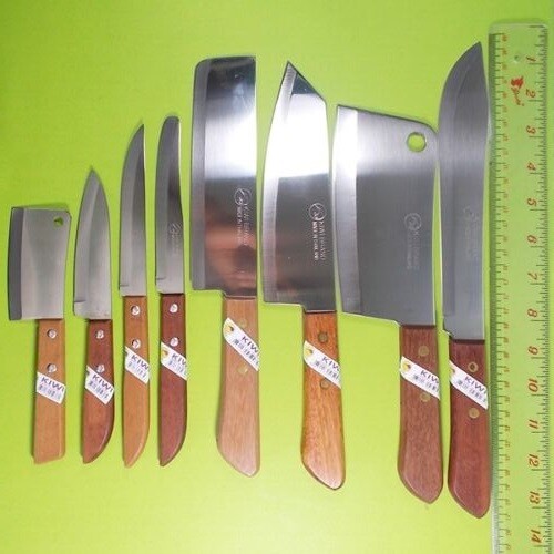 Kochmesser Kiwi Marke Set 8-tlg Edelstahlklinge Holzgriff Messer Thai - Bild 4 von 4