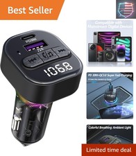 Bluetooth 5.3 FM Transmitter for Car, Bluetooth Car Adapter with Type-C PD30W...