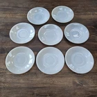 Fire King 5 1/2" Saucer Plates Anchor Hocking Set Of 8 Made USA Milk Glass VTG