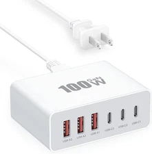100W USB/USBC Fast 6 Port Charging Station for Samsung and iPhone Devices