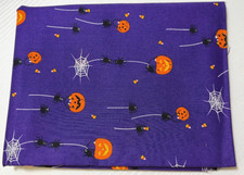 JoAnn Halloween Fabric Purple Jack O Lanterns Spiders Cotton - 28"x44"