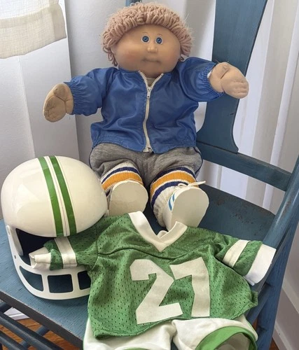 1980s Cabbage Patch Kid Boy Football Player Boy Blonde Hair Blue Eyes
