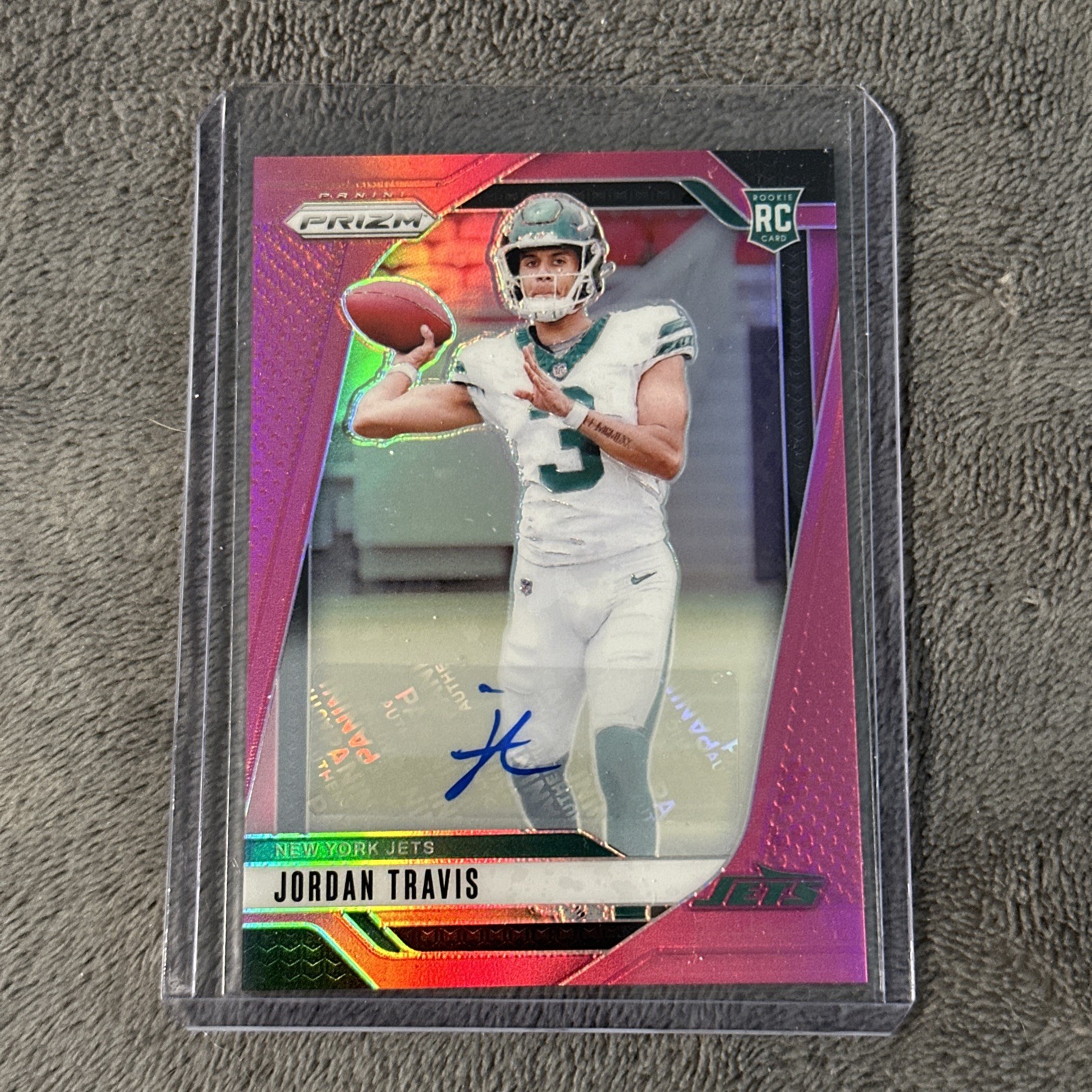 Jordan Travis RC Auto, 2024 Prizm Pink #359, New York Jets