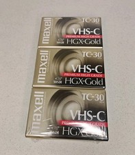 NEW 3 Pack Maxwell VHS-C TC-30 Premium High Grade HGX Gold Video Tape Cassette