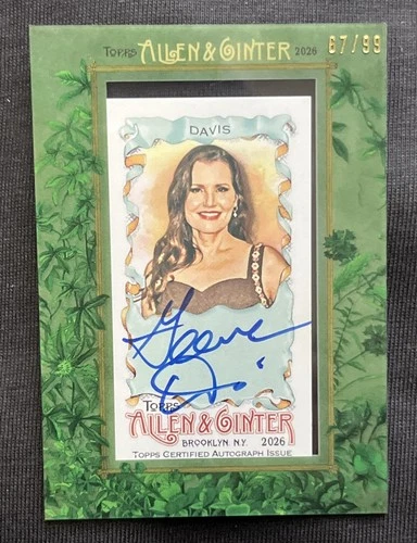 Topps Allen & Ginter Star Autograph card featuring green box, floral accents, and blue autograph on white panel.