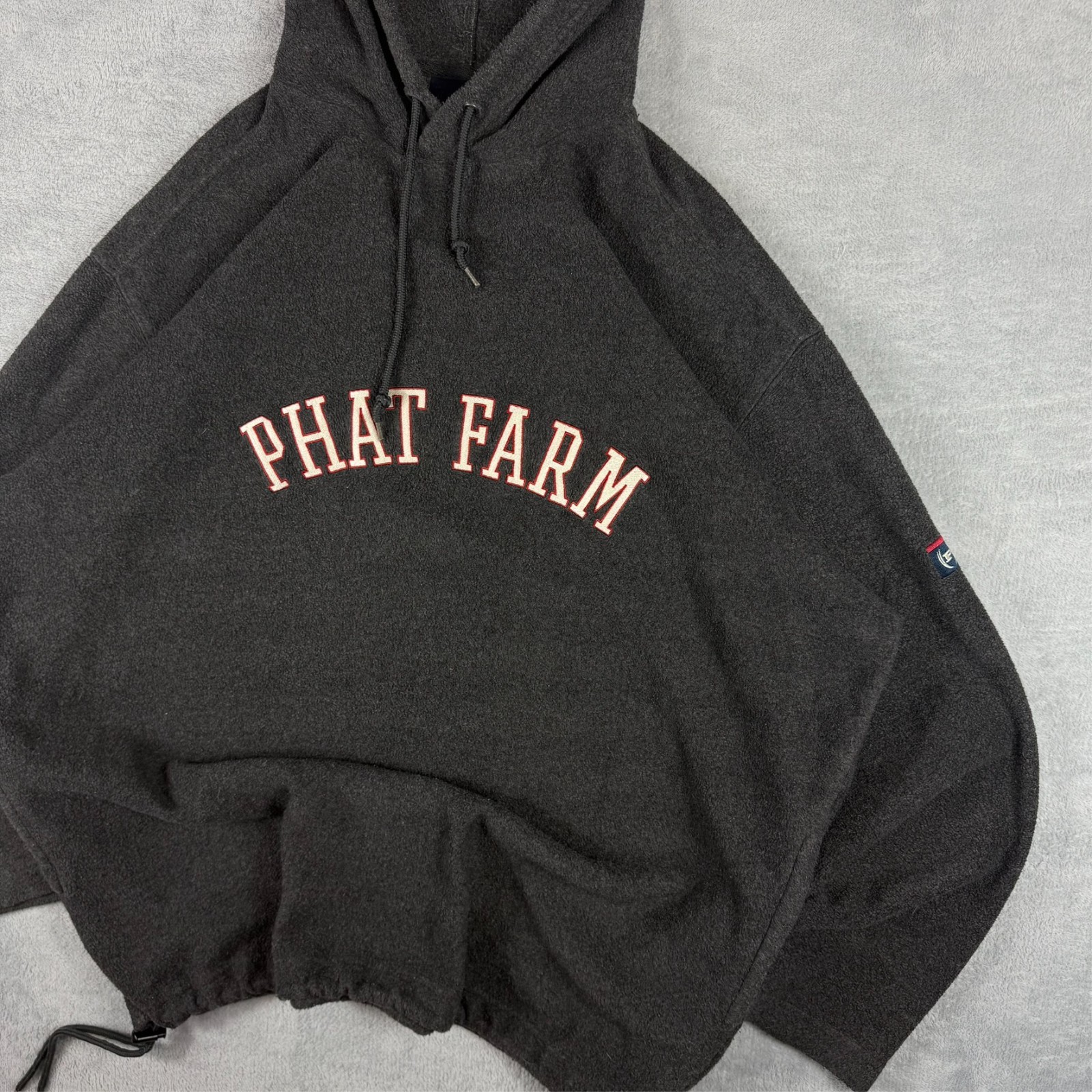 Vintage Phat Farm 1990's Grey Fleece Spellout Oversized Large Pullover Hoodie image 3