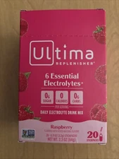 Ultima Replenisher Electrolyte Powder 20 Serving Single Serve Packet -RASPBERRY