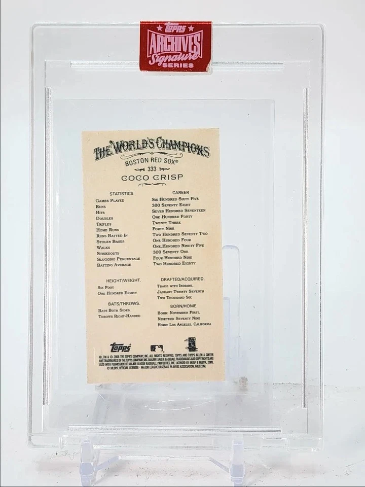 COCO CRISP 2019 TOPPS ARCHIVES 2008 TOPPS ALLEN & GINTER 迷你亲笔签名 1/1 — 第 2/2 张图片