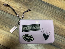 VICTORIA'S SECRET PATCH NIGHT OUT WRISTLET PURSE POUCH BAG BLACK NWT