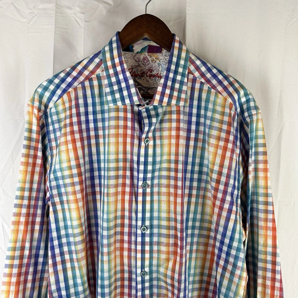 Robert Graham Wellington Men's 2XL Check Paisley Button Front Shirt Colorful - Image 3 of 4